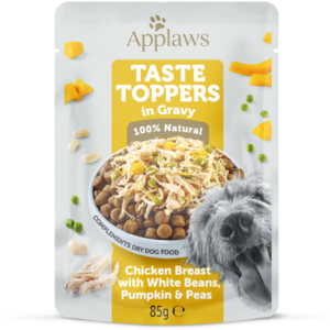 APPLAWS Taste Toppers, Pui și Legume, plic hrană umedă monoproteică fără cereale câini, în sos, 85g 85g
