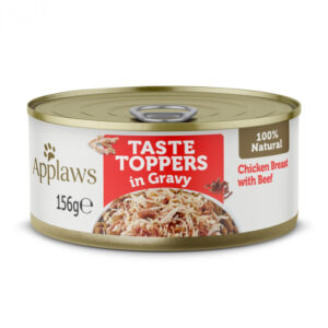 APPLAWS Taste Toppers, Pui și Vită, conservă hrană umedă fără cereale câini, în sos, 156g 156g