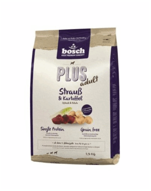 BOSCH Plus Hrana uscata cu strut & cartofi pentru cainii junior cu intolerante alimentare 12.5 kg
