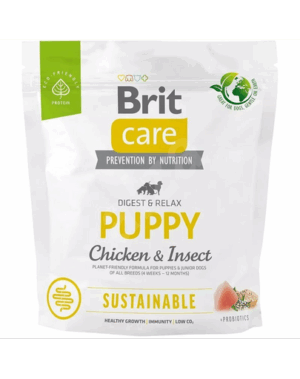 BRIT Care Sustainable Puppy 1 kg Hrana pentru catei, cu pui si insecte