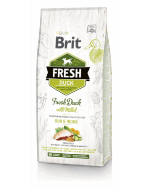BRIT Fresh Active Run&Work Hrana uscata pentru caini foarte activi, cu rata si mei 12 kg