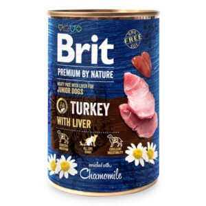 Brit Premium by Nature Conservă pentru câini Junior, Curcan cu ficat 400g