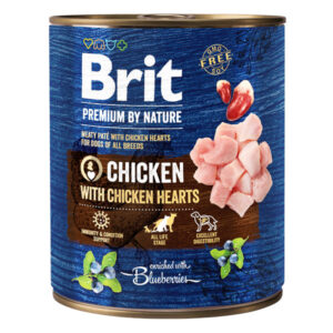 Brit Premium by Nature Conservă pentru câini, Pui cu inimi 800g