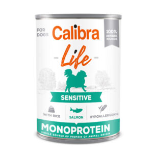 Calibra Dog Life can Sensitive Salmon with Rice, Pachet 6 X 400 g