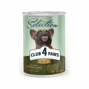 Club 4 Paws Premium Hrana umeda caini adulti – Pate cu pui si vita, 6×400 g