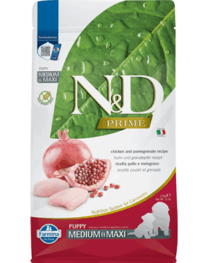 FARMINA N&D PRIME PUPPY MEDIUM & MAXI 2,5 kg Hrana uscata pentru catei de talie medie sau mare, cu pui si rodie