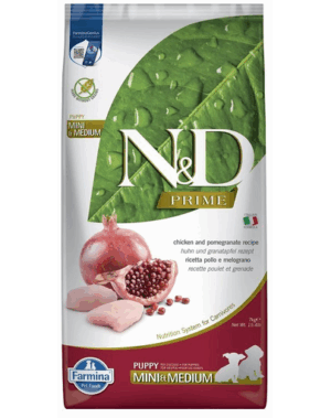 FARMINA N&D PRIME PUPPY MINI & MEDIUM 7 kg Hrana pentru catei de talie mica si medie, cu pui si rodie