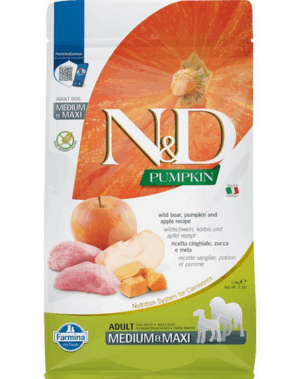 FARMINA N&D Pumpkin Adult Medium&Maxi Hrana uscata caini, cu mistet si mar 2.5 kg