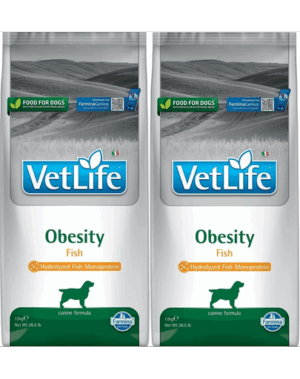FARMINA Vet Life Obesity Fish 12 kg x 2 hrana dietetica pentru caini supraponderali, cu peste
