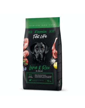 FITMIN dog For Life Lamb & Rice 12 kg hrana caini adulti, miel si orez