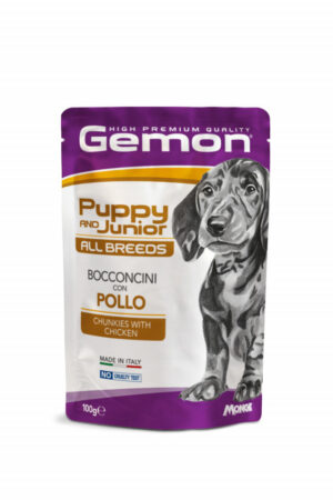 Gemon Chunkies Puppy & Junior All Breeds – Hrana umeda completa – Pui – 100g