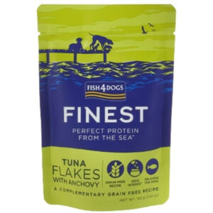 Hrana umeda pentru caini Fish4Dogs Finest Plic pentru câini, cu buc??i de Ton ?i An?oa 100 gr