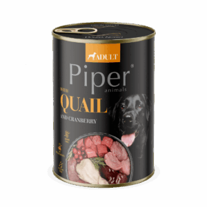 Hrana umeda pentru caini PIPER DOG, prepelita si merisoare 800g