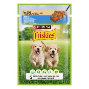 Hrana umeda pentru caini, Purina Friskies Junior cu Pui si Morcovi in Sos, 85g 85g