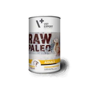 Hrana umeda pentru caini, RAW PALEO, adult, carne de curcan, conserva monoproteica, Set 5 X 400 g