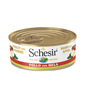 Hrana umeda pentru caini Schesir adult cu pui si mere 150 g