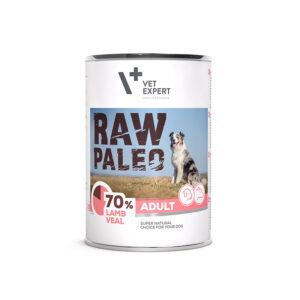 Hrana umeda pentru caini, adult, RAW PALEO, miel si vitel, pachet 6 X 400 g