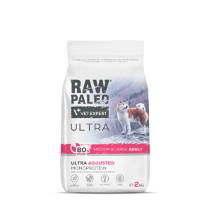 Hrană uscată pentru câini adulți Raw Paleo Ultra Pork, talie medie si mare, 2 kg
