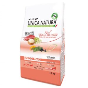 Natura Unica hrana uscata pentru caini talie mare cu Miel,orez si fasole 12 kg