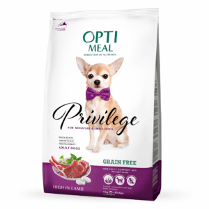Optimeal Grain Free Hrana uscata caini de talie mica – continut ridicat de miel, 4kg