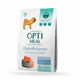Optimeal Hipoalergenic Hrana uscata caini adulti de talie medie si mare – cu somon, 4kg