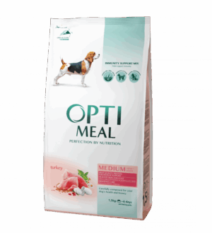 Optimeal Hrana uscata caini de talie medie – Curcan 1,5kg