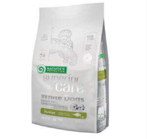 Nature’s Protection Superior Care White Dogs Grain Free, peste alb, hrana uscata pentru caini juniori de talie mica, 3 kg (2 x 1.5 kg)