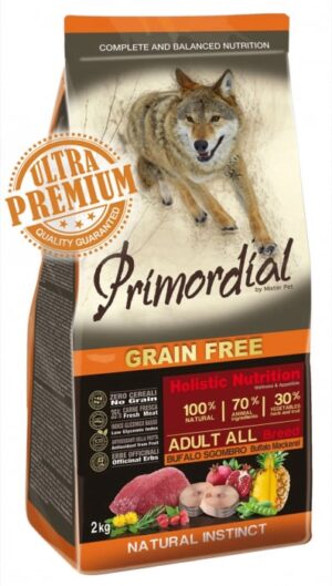 Primordial Grain-Free Holistic Dog Adult BuffaloMackerel Super Premium 12kg