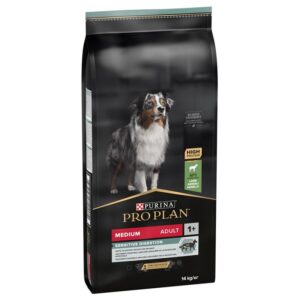 Purina Pro Plan Medium Adult Sensitive Digestion, miel, hrana uscata pentru caini adulti de rasa medie, 14 kg
