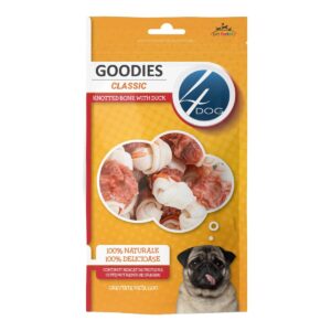 Recomepnse Caini 4DOG GOODIES Classic Knotted Bone with Duck 120g 120g