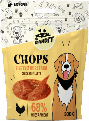 Recompense pentru caini Mr. Bandit CHOPS, pui, 500g