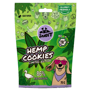 Recompense pentru caini Mr. Bandit HEMP COOKIES, rata, 75 g