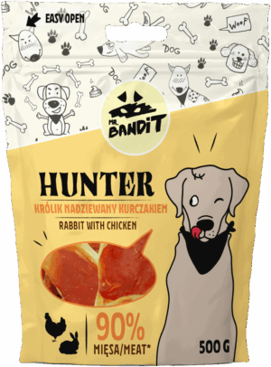 Recompense pentru caini Mr. Bandit HUNTER, iepure si pui, 500g