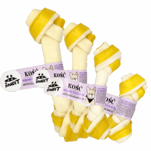 Recompense pentru caini Mr. Bandit Knotted Bone, os innodat galben de 10 cm