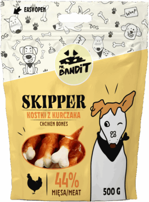 Recompense pentru caini Mr. Bandit SKIPPER, ase de pui, 500g