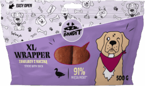 Recompense pentru caini Mr. Bandit WRAPPER XL, 13 cm, rata, 500g