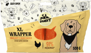 Recompense pentru caini Mr. Bandit WRAPPER XL, 13CM, pui, 500g