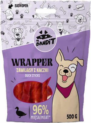 Recompense pentru caini Mr. Bandit WRAPPER XXXL, rata, 500g