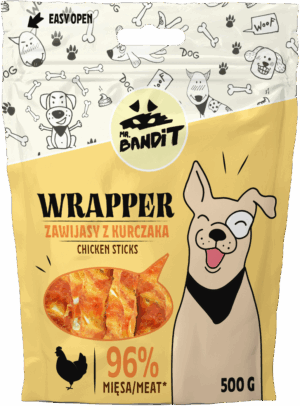 Recompense pentru caini Mr. Bandit WRAPPER sticks, pui, 500g