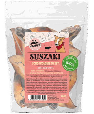 Recompense pentru caini Mr. Bandit, urechi de vita, 10 buc