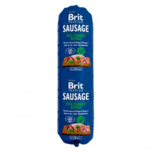 Salam pentru caini Brit cu Curcan si Mazare 800