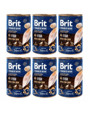 BRIT Premium by Nature Fish&Fish Skin 6×400 g set hrana caine, peste si piele de peste