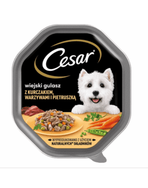 CESAR tacka 150 g hrana umeda pentru caini adulti in sos de pui, legume si patrunjel