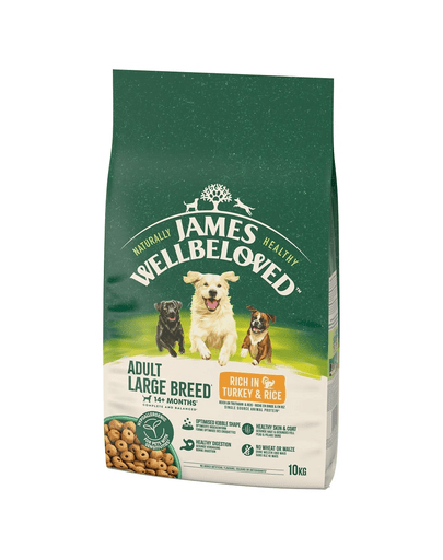 JAMES WELLBELOVED Adult 10 kg hrana caini adulti de rase mari >14 luni - 10 ani bogata in curcan si orez