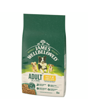 JAMES WELLBELOVED Adult 12 kg hrana completa pentru caini adulti 1-7 ani bogata in miel si orez