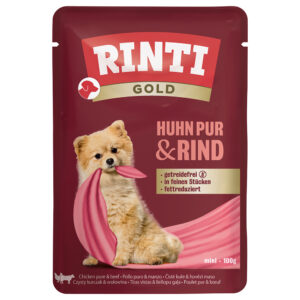 10x100g Pui pur & vită Gold RINTI Hrană umedă câini