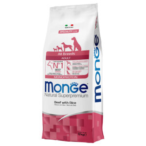 12 kg Vită cu orez Monge Monoprotein Hrană uscată pentru câini