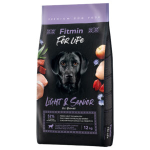 12kg Dog for Life Light & Senior Fitmin Hrană uscată câini