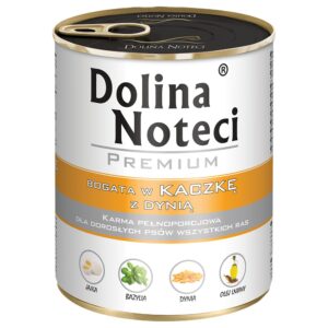 12x800g Rață cu dovlecel Premium Dolina Noteci Hrană umedă câini