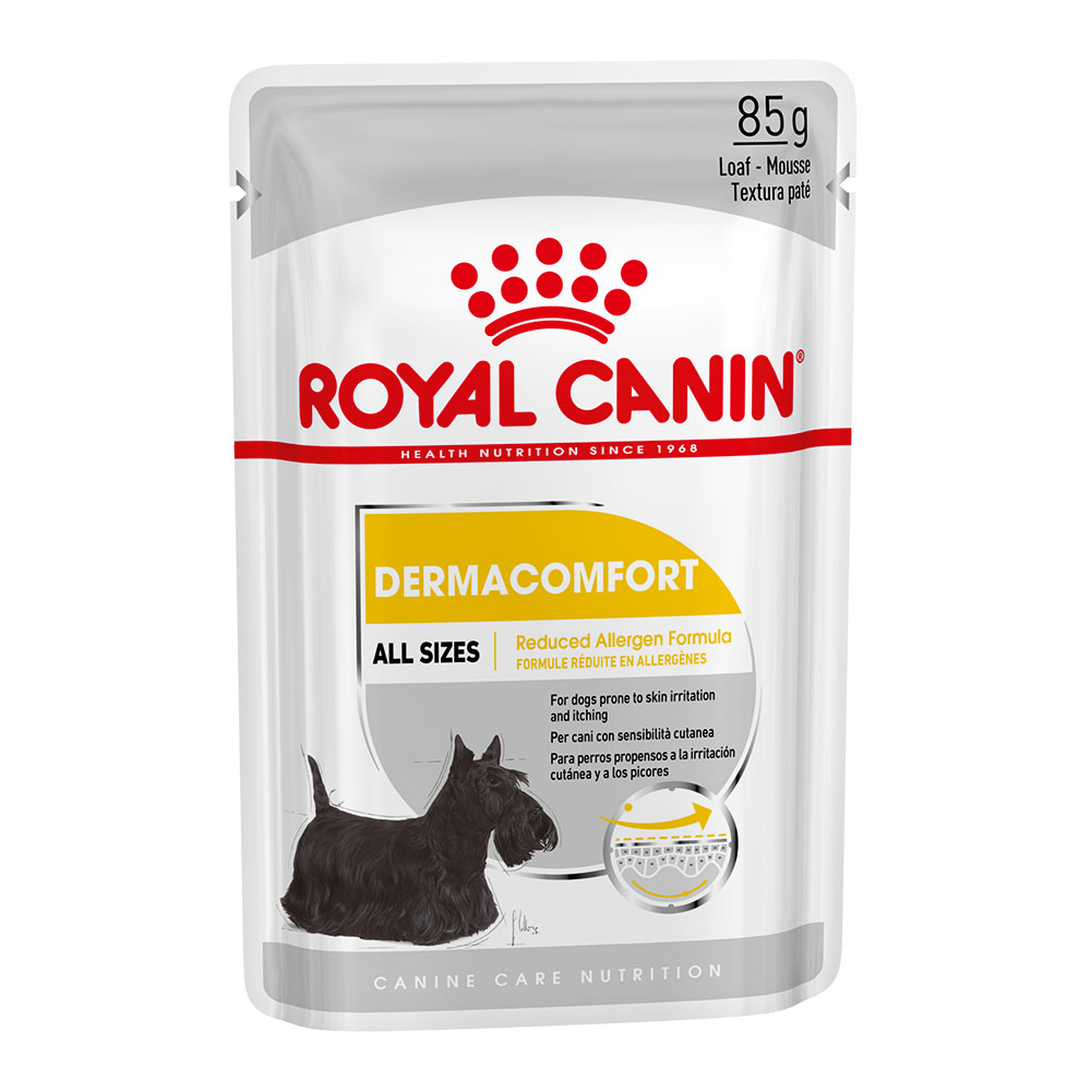 12x85g CCN Dermacomfort Mousse Royal Canin Hrană umedă pentru câini